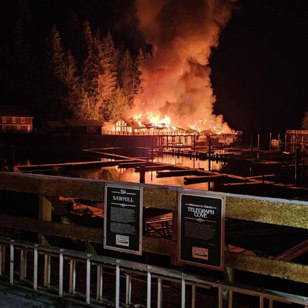 'Devastating loss': Fire engulfs Telegraph Cove boardwalk on Vancouver Island